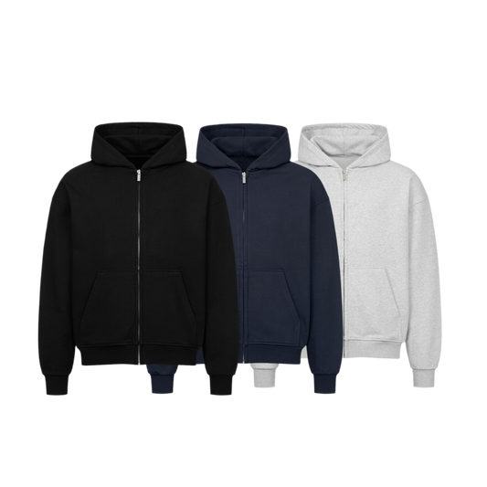 Oversized Basic Zipper Hoodie - UNISOLE